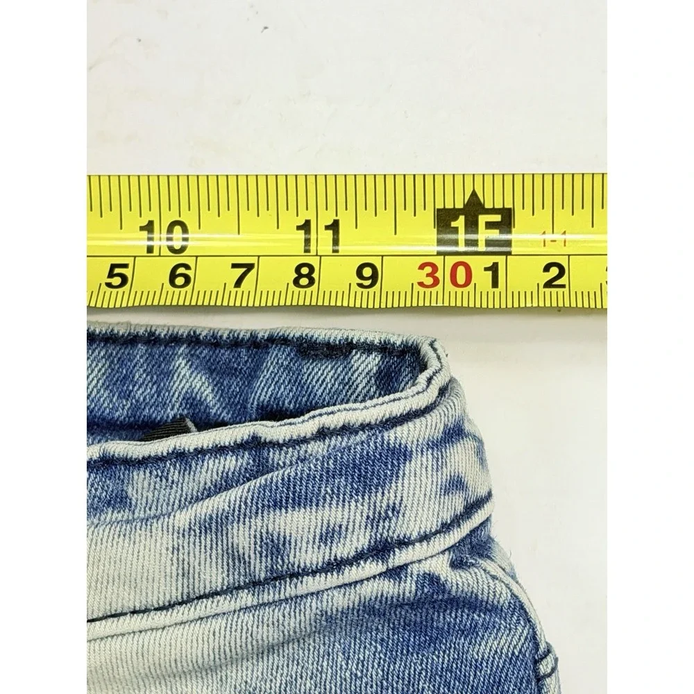 Mecca Stretch Fit Moto Jeans Youth Boys Size 10 Blue Acid Wash Distressed